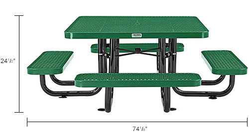 46" Child Size Square Expanded Picnic Table Green