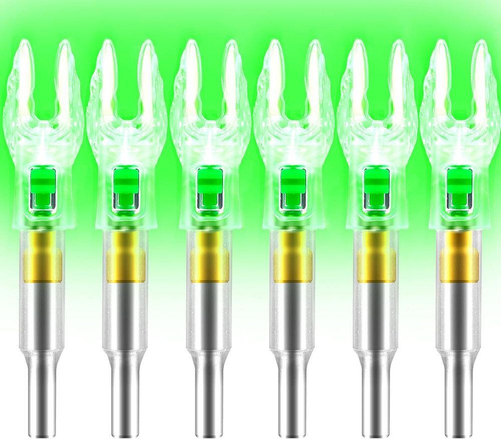 6 Pack X Lighted Nocks for Arrows with .204 .233 .244 .246 inside Diameter with