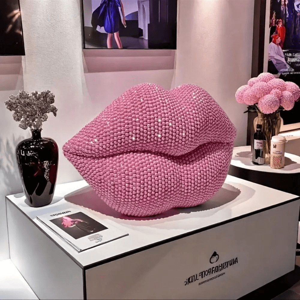 Glamorous Red Lip-Shaped Crystal resin Decor
