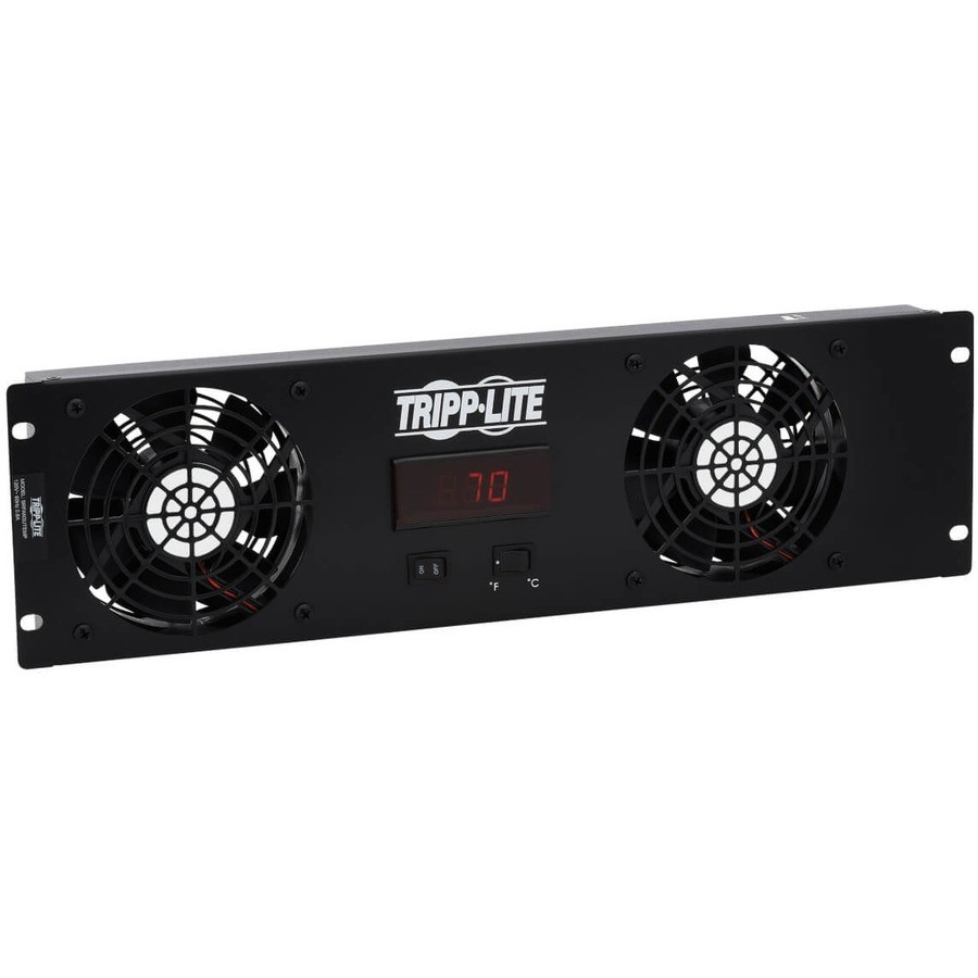 Tripp Lite 3U Digital Temperature Sensor 2 12VDC Fans Blanking Panel SRFAN3UTEMP