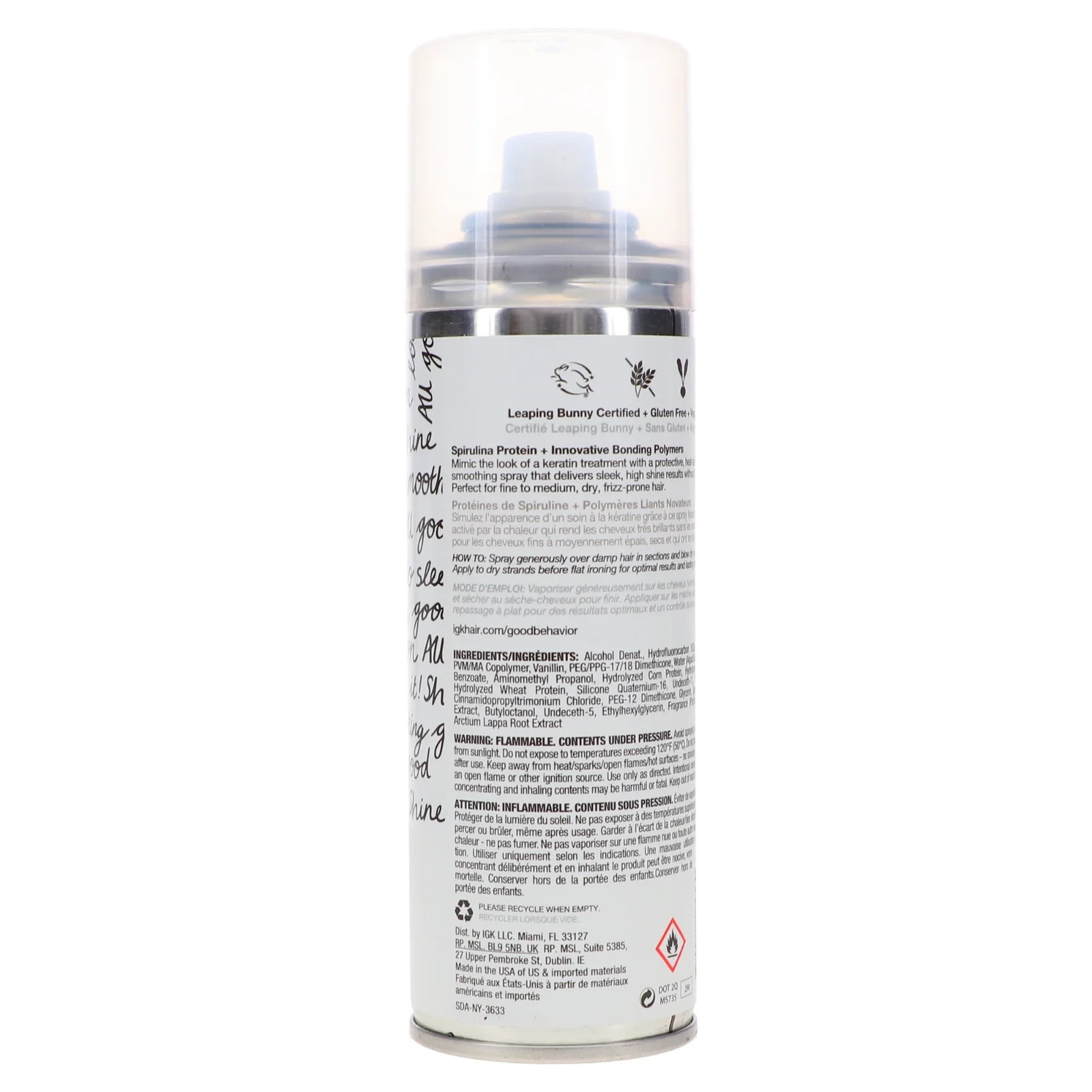 3pk IGK Good Behavior Spirulina Protein Smoothing Spray 5.6 Oz 186 mL Full Size