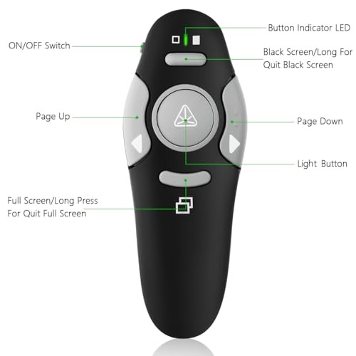 Presentation Clicker Remote, Wireless USB Presenter, Slideshow PowerPoint K100B