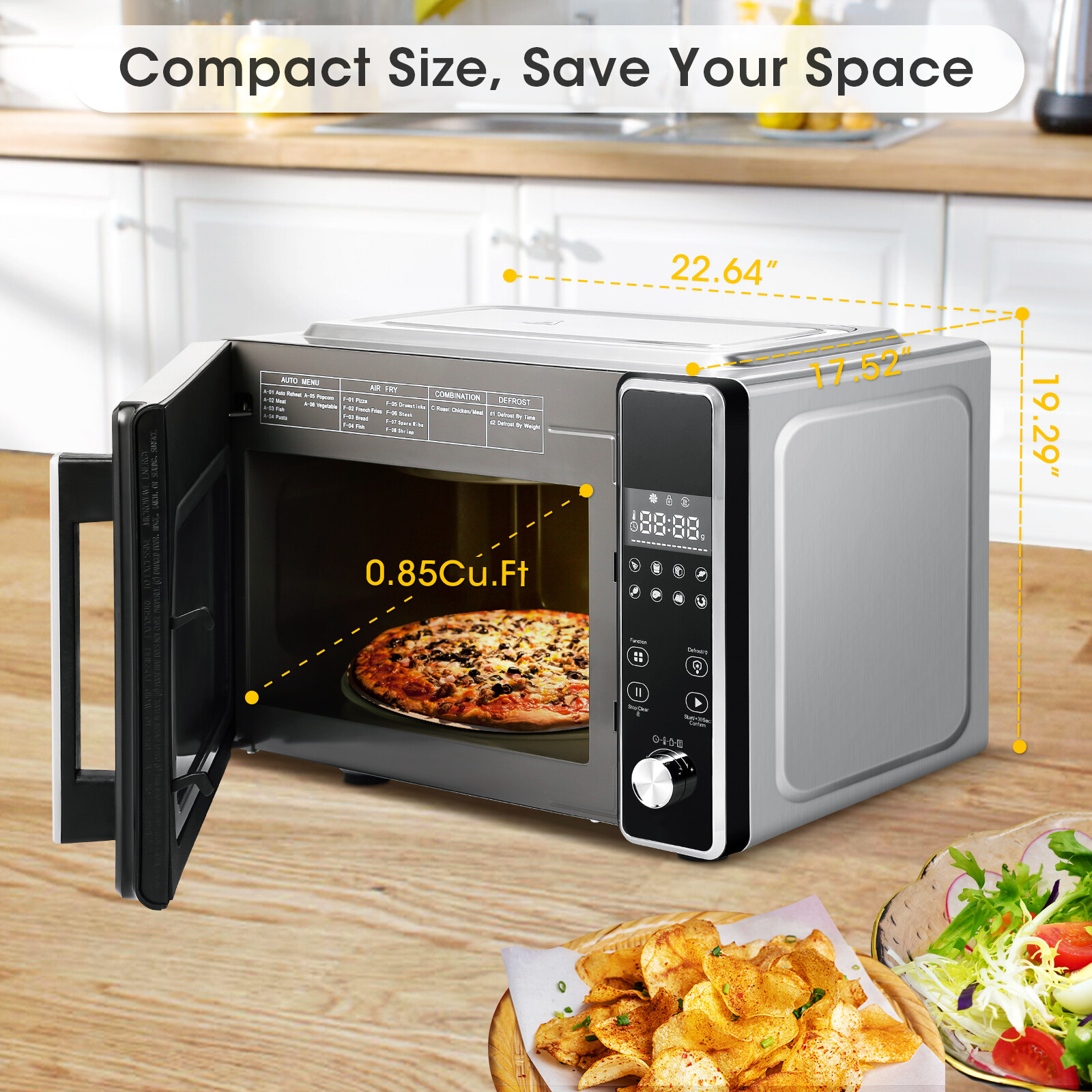 Smart 24L Microwave Oven Air Fryer Combo Cooker LED Display Countertop Kitchen