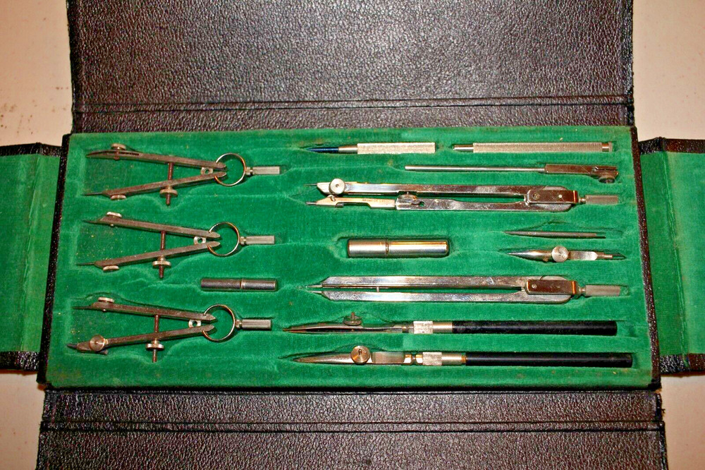 Vintage Morilla 403 Drafting Compass Kit EXCELLEN CLEAN COMPLETE CONDITION