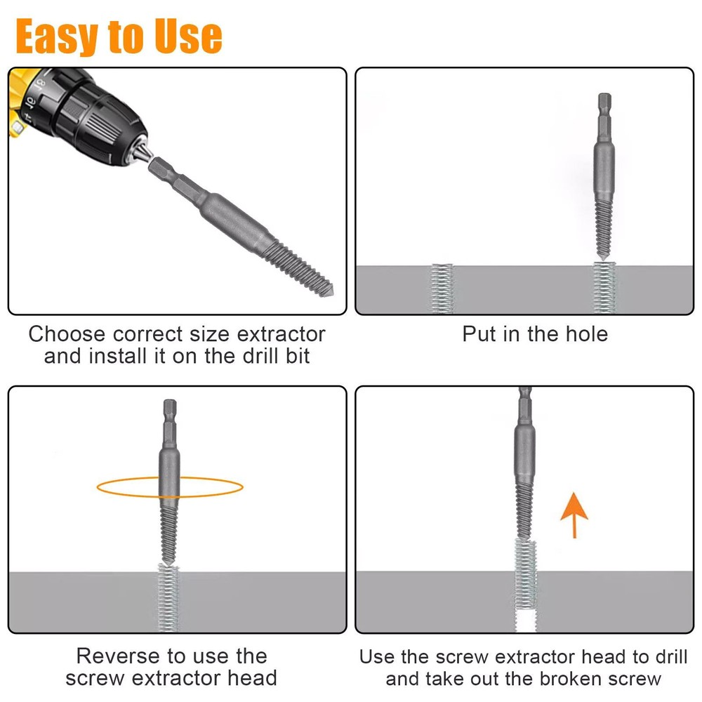 6Pcs Stud Screw Extractor Remover For long-lasting reliability and durability