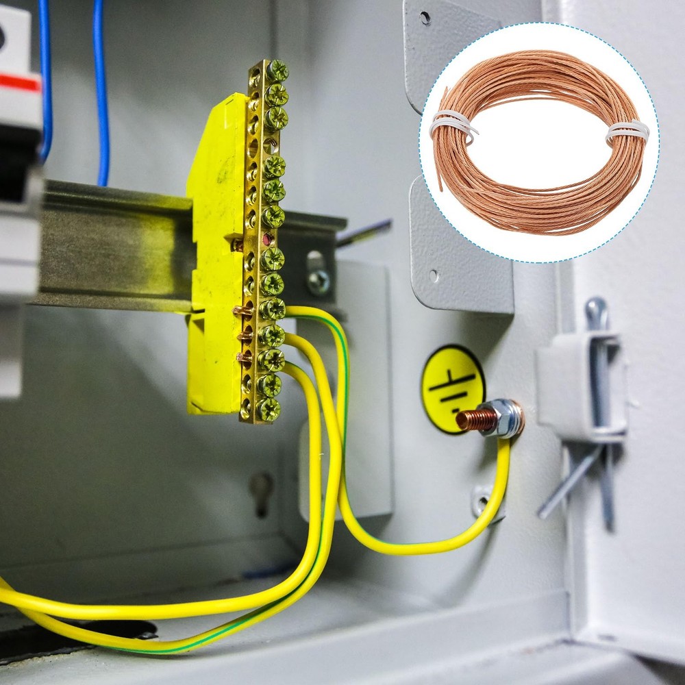 Bare Copper Ground Wire, 18 Gauge 50 Feet Solid Braided Copper Cables Electro...