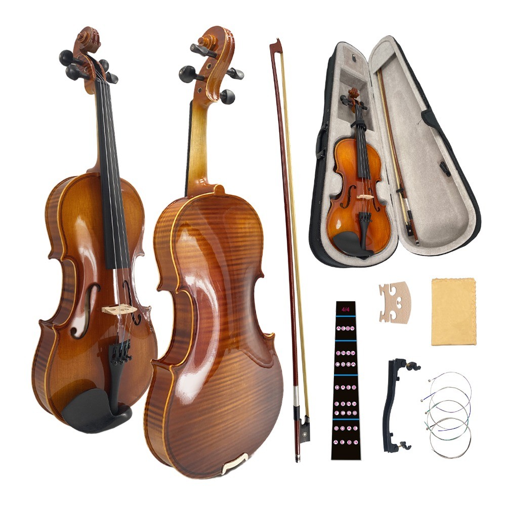 4/4 Violin Spruce Top Maple Back Beginner Gift Set with Case,Bow,Shoulder Rest