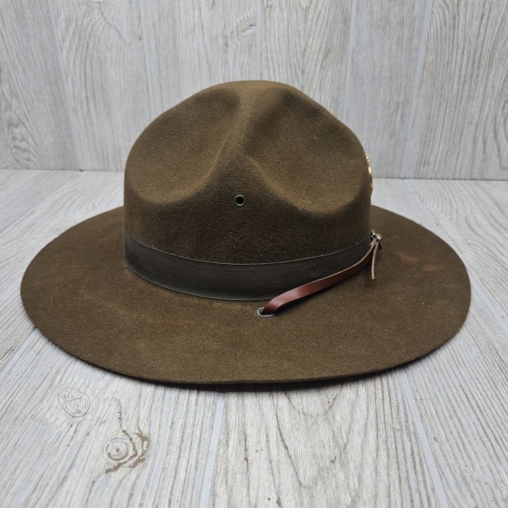 Vintage Campaign Hat / Drill Sergeant US Cavalry 5th Regiment Olive Brown