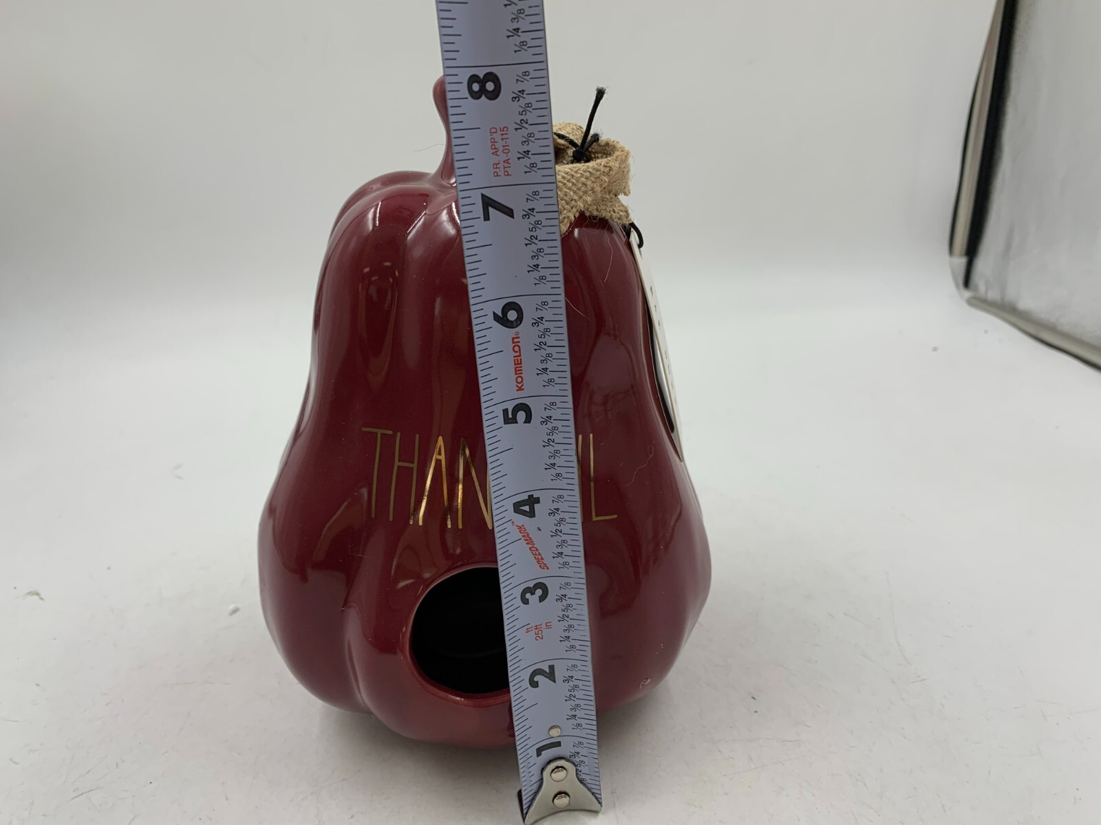 Rae Dunn Ceramic 8in Burgandy Thankful Fall Gourd Birdhouse AA01B22023
