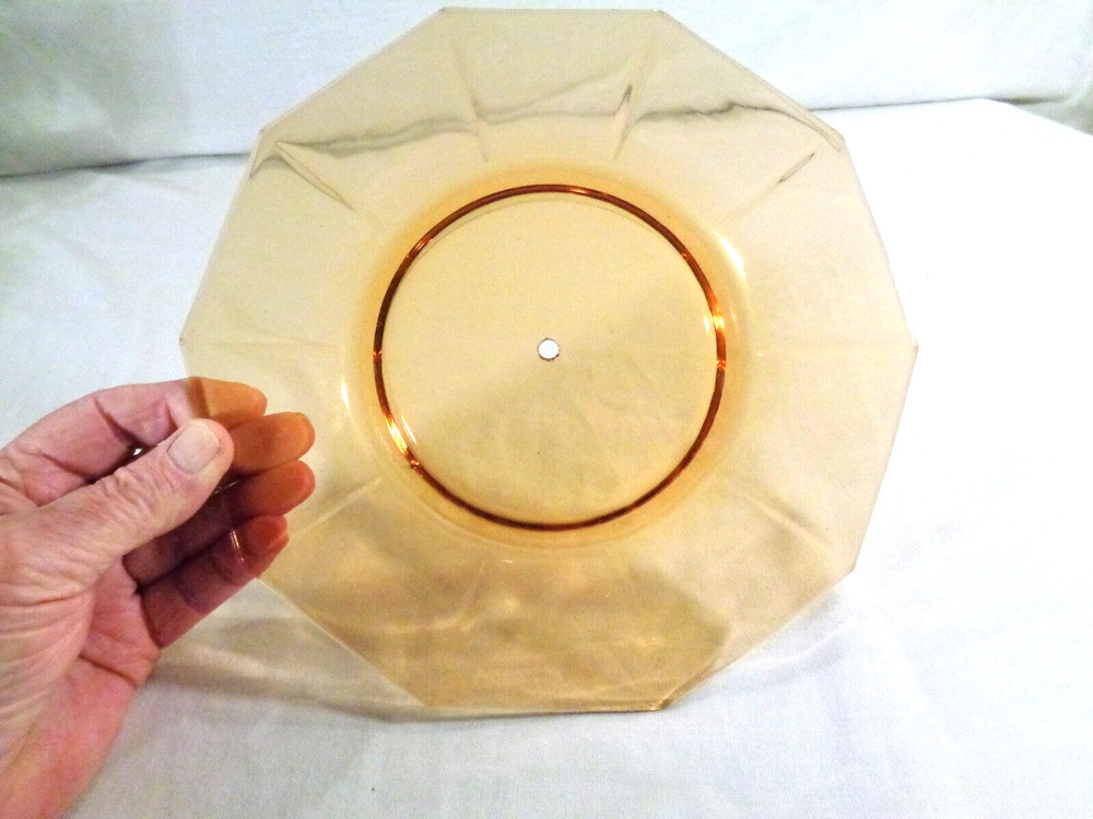 8 3/4" Octagonal Light Amber Handled Tidbit Party Tray