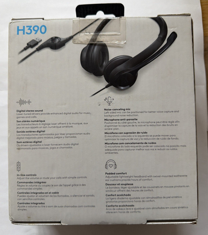 Logitech H390 Black Over the Ear USB Computer Headset NEW NIB