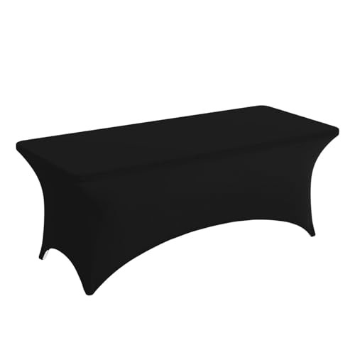 Custom Fitted Table Cloth for 6ft Table Stretch 72" x 30" (Rectangular) Black01