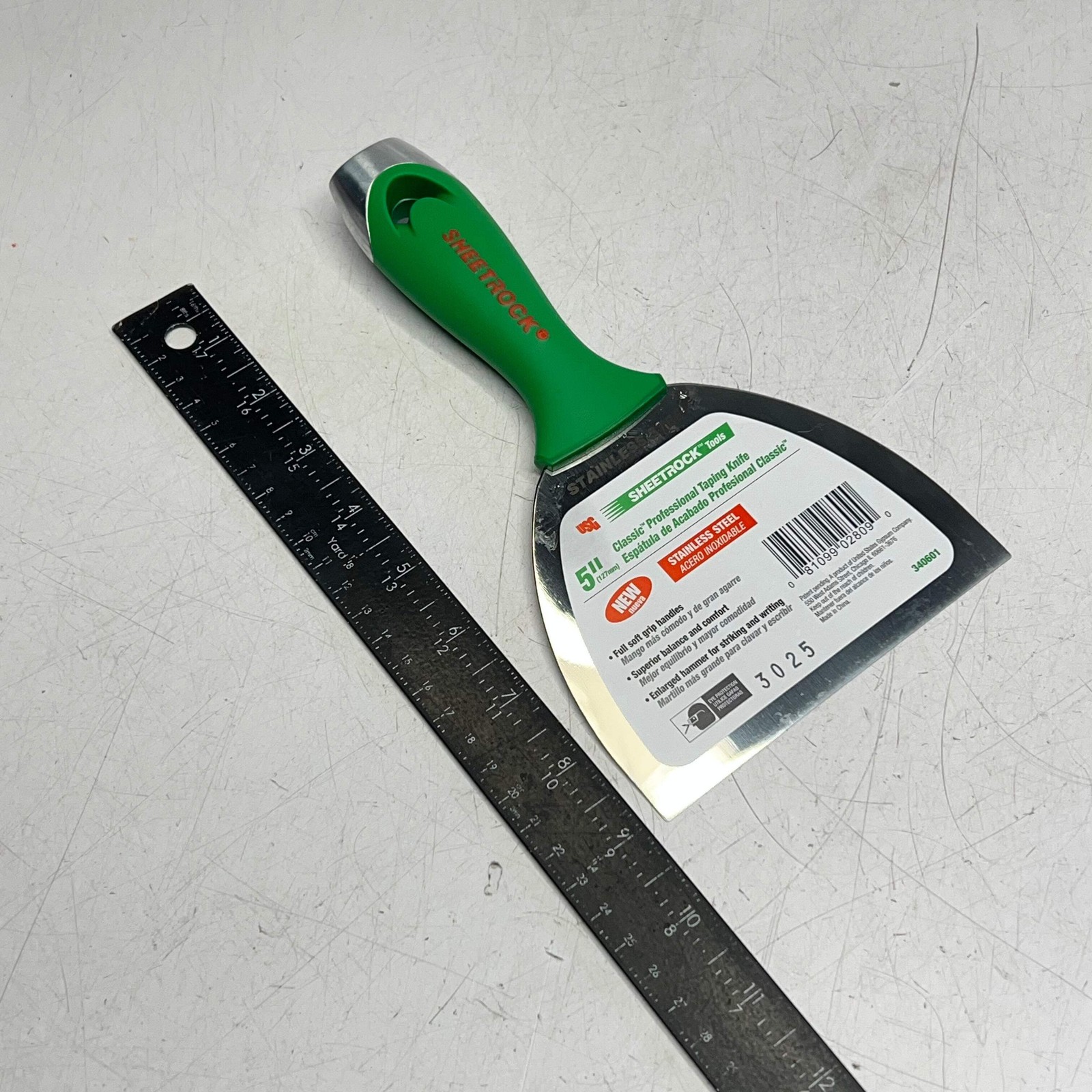 SHEETROCK Stainless Steel Classic Soft Grip Professional Taping Knife 5" 340601