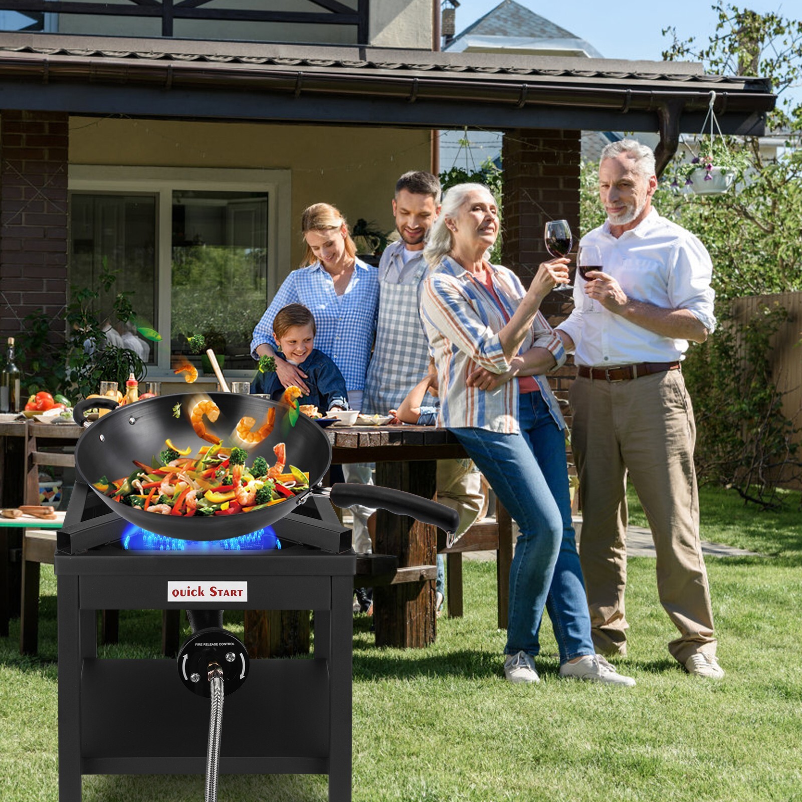 Single Propane Burner Commercial Grade Burner Heavy Duty Stand - 260000 BTU