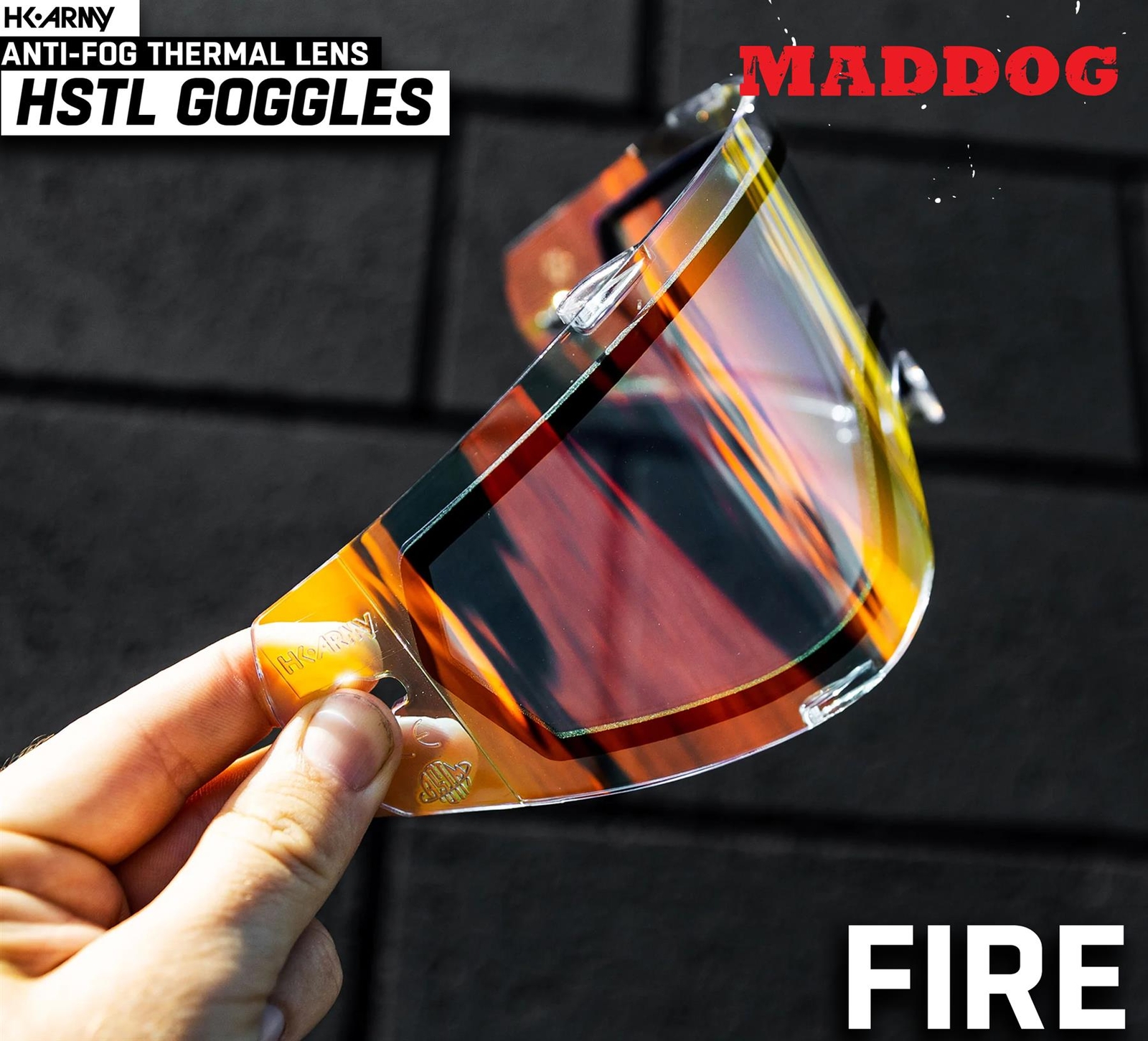 Maddog HK Army HSTL Paintball Mask Airsoft Goggle w/ Thermal Anti-Fog FIRE Lens