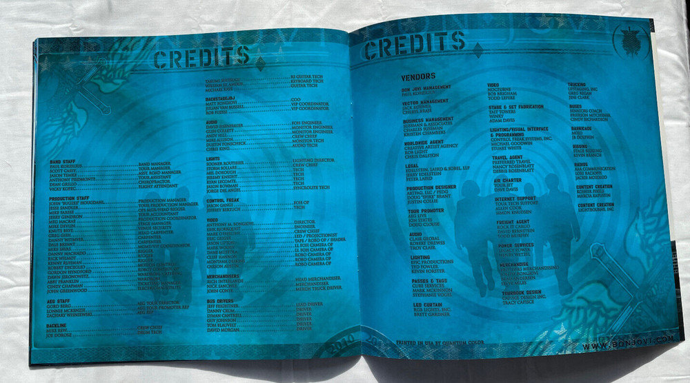 BON JOVI The Circle Tour Program Book 2010-2011