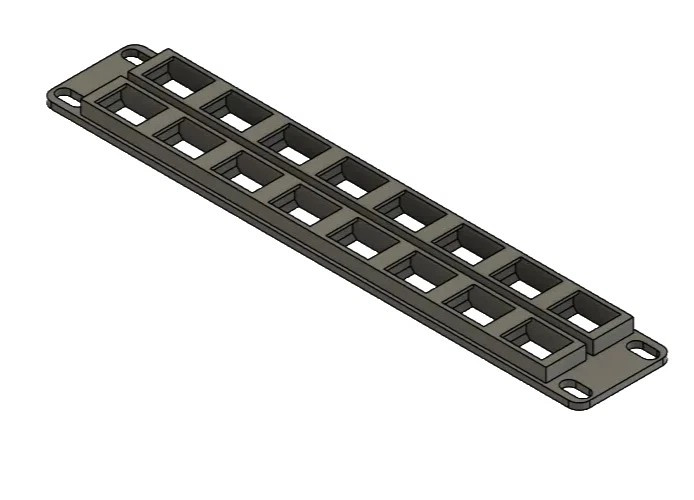 10-Inch Keystone Patch Panel – 16 Port (Black, 3D Printed) Modular