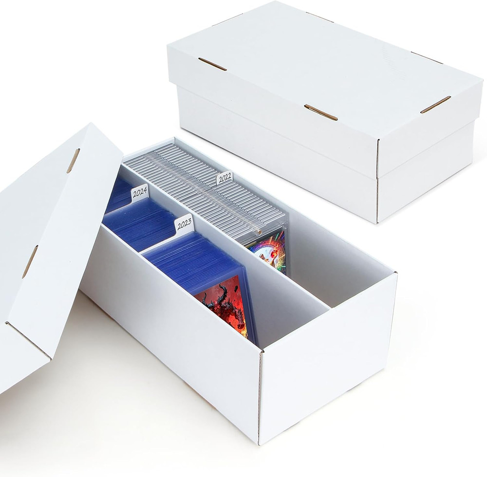 2 Pack Trading Card Storage Box - 2 Rows Divided Cardboard Case, Compatible with
