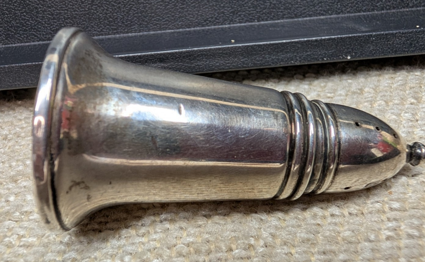 Vtg Crown Tall Sterling Silver Salt &Pepper Shaker Glass Lined 3.39oztw 260339