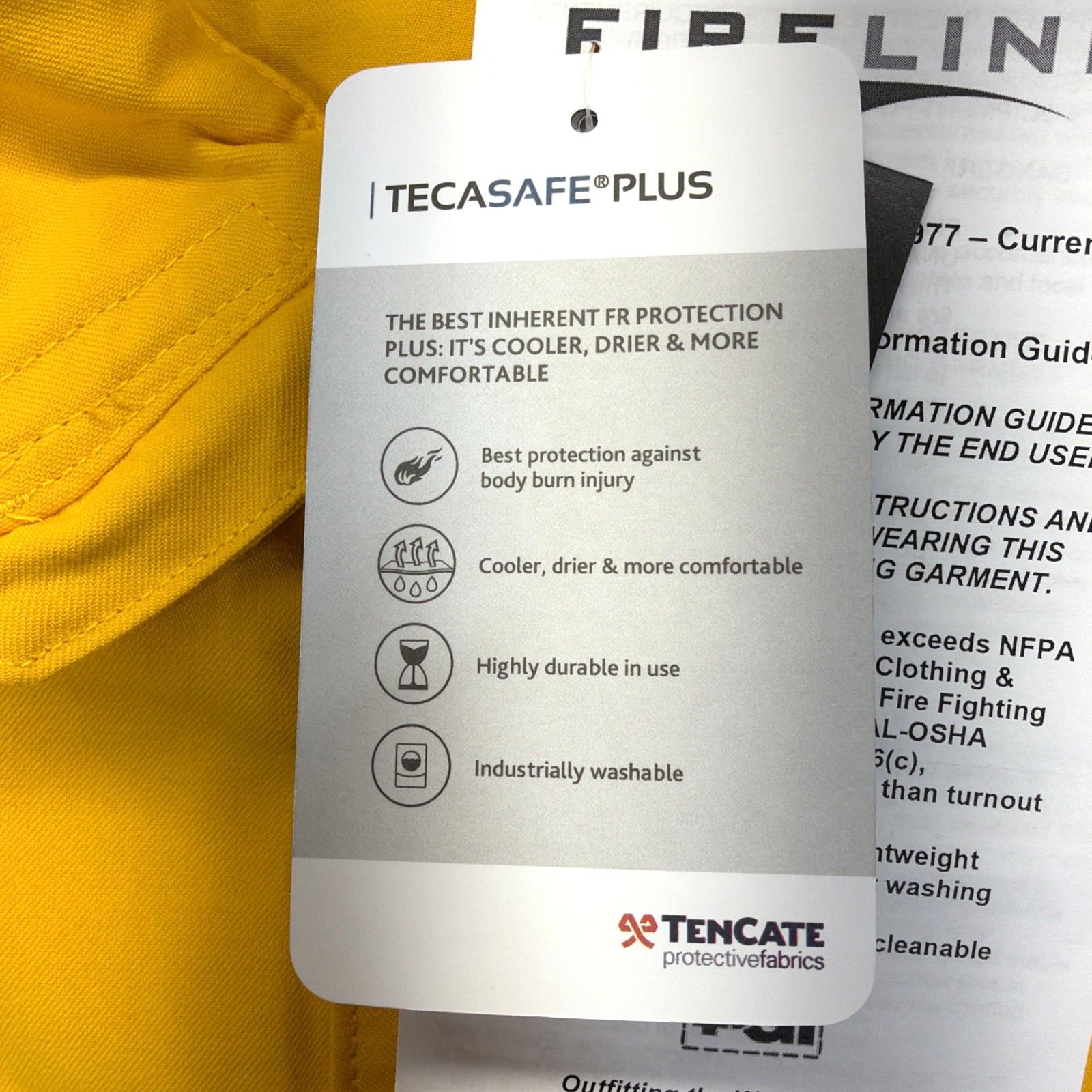Fireline Smokechaser Deluxe Coat XL Reg 7oz Tecasafe Yellow PGI Shirt Wildland