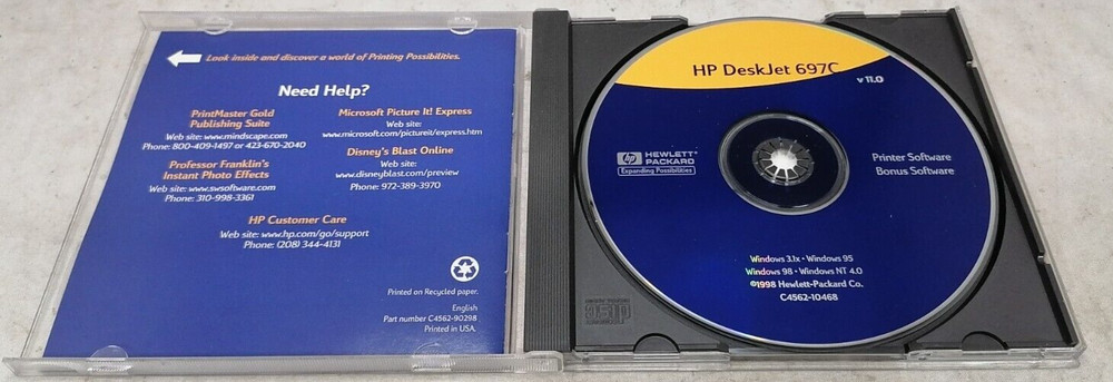 HP DeskJet 697C Printer Software (1998 Hewlett Packard)