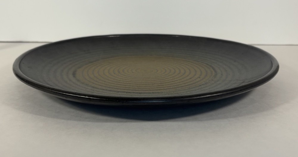 Handmade Ceramic Plate Earthen Colored Spiral Texture SIGNED 11” Diameter