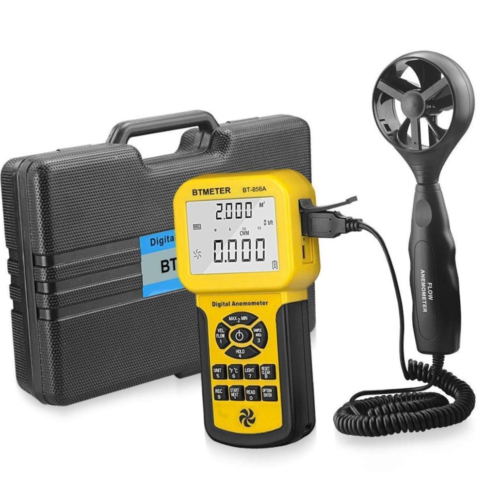 BT-856A Digital CFM Anemometer Measures Wind Speed Flow and Temperature Tester