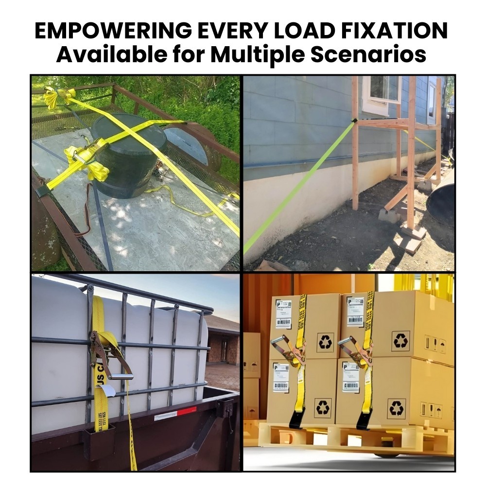 6 Pack 2"x30' Ratchet Strap w/Flat Hook WLL3333lbs Tie Down Cargo Control Yellow