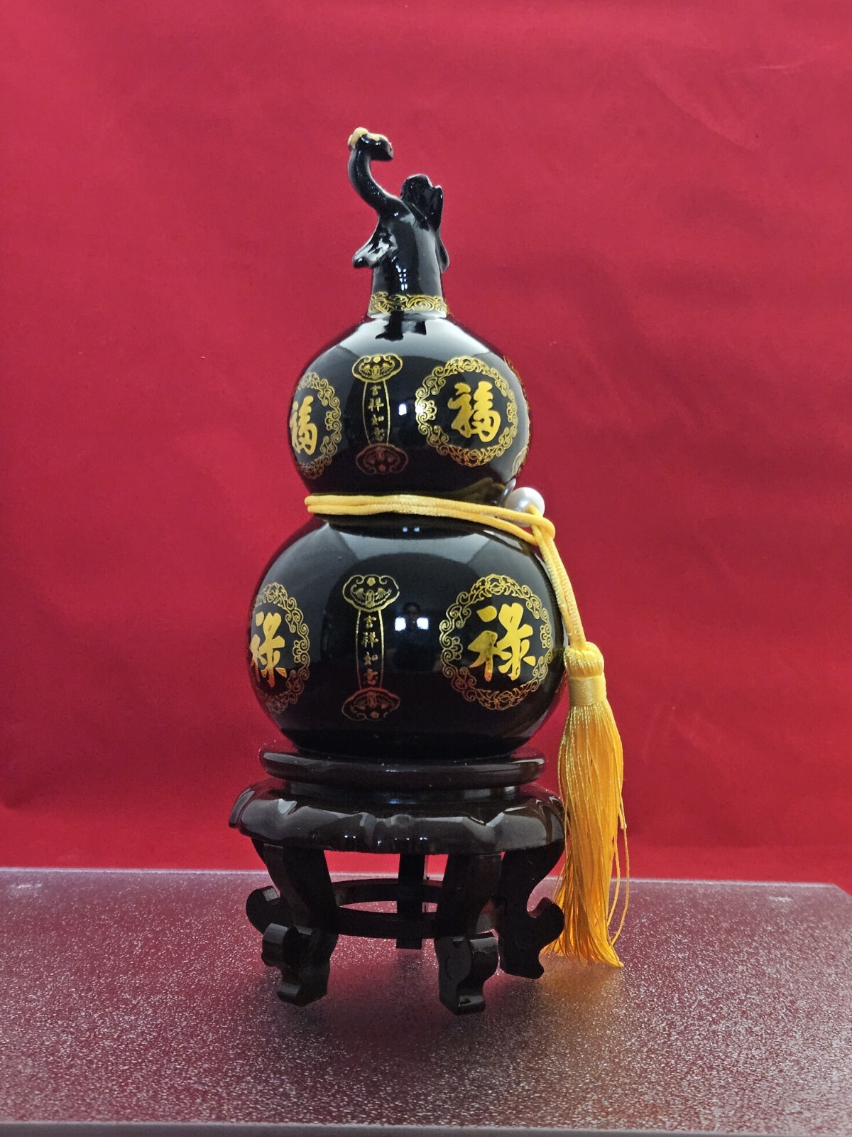 Natural Dark Jade Mount Taishan Gourd Feng Shui Good Luck Ornament Healing 3+LB