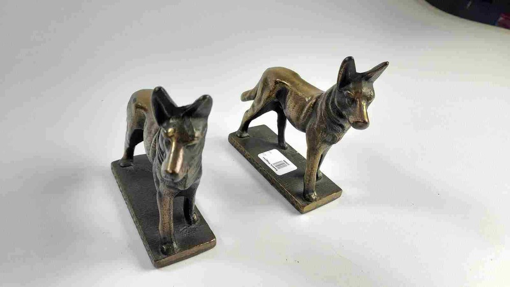 German Shepard Cast Bronze Statue Bookends