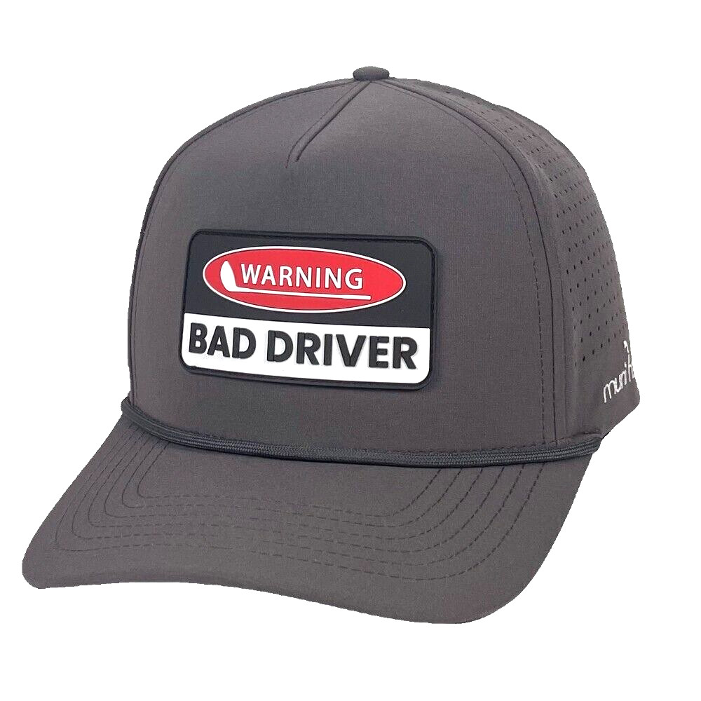 "Warning - Bad Driver"  - Funny Golf Hat - Charcoal - Adjustable
