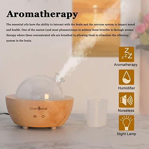 Glass Essential Oil Diffuser,200ml Real Wood Base,AirRoom Humidifier
