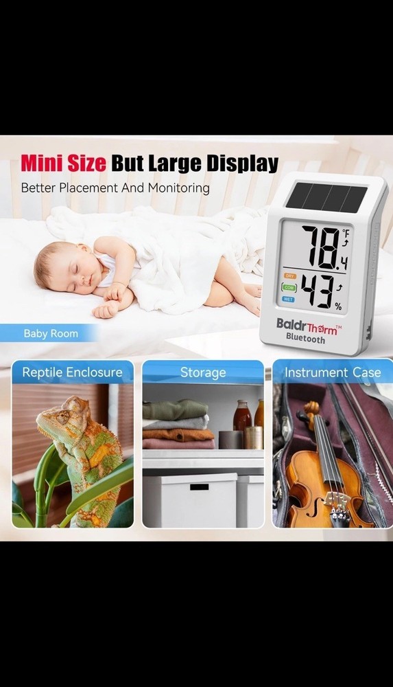 Bluetooth Thermometer Wireless, Smart Thermometer with App Control, 200ft Cov...