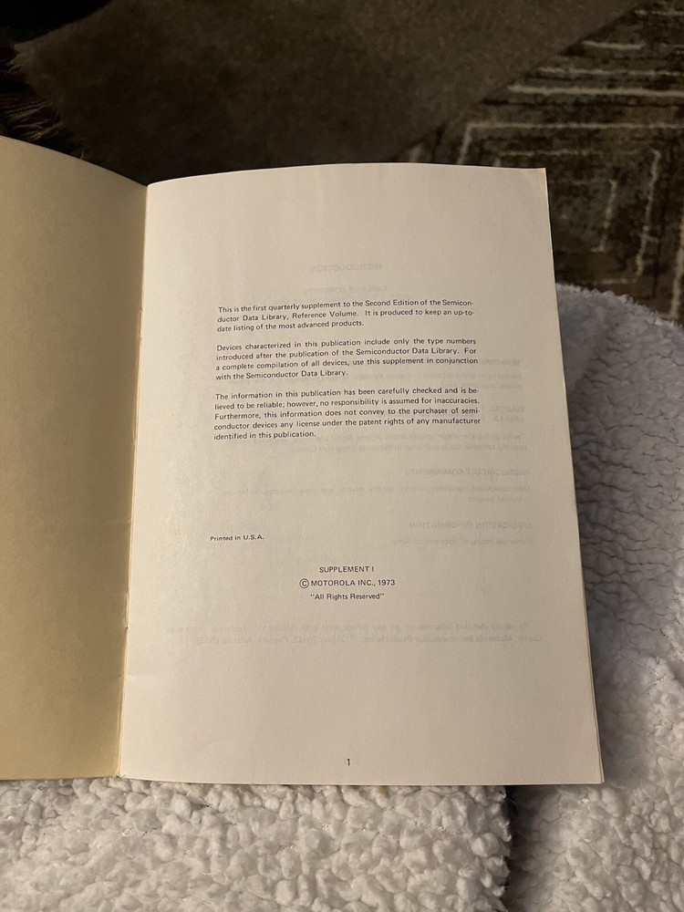 The Semiconductor Data Library By Motorola Second Edition Supplement One