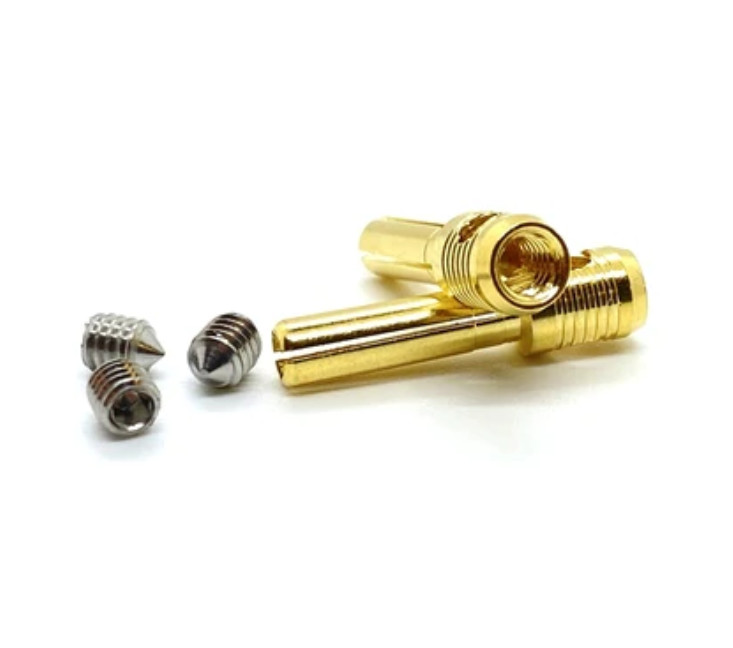 Solder-less 5mm Male oversized gold plated solid design bullet connector DRC