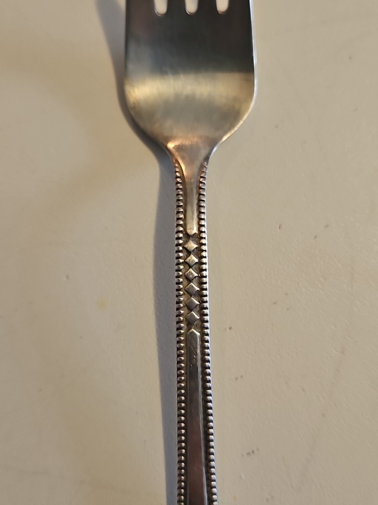 Vintage Soviet Silverware Cocktail Fork Silver Plated Baby Fork Bead Design