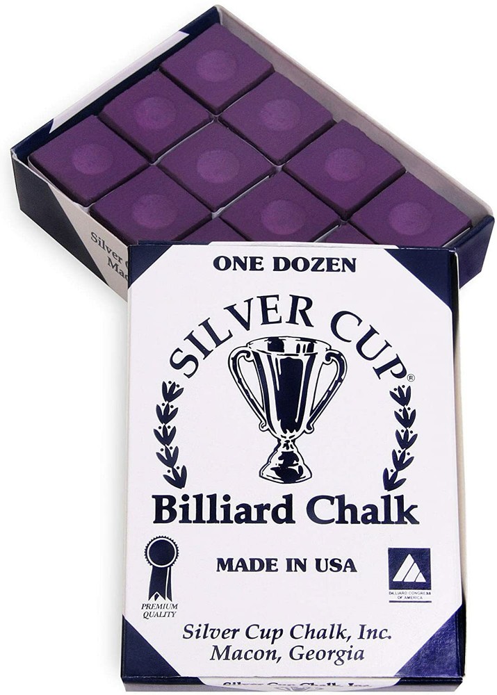 Silver Cup Billiard Chalk - ONE Dozen (Plum)