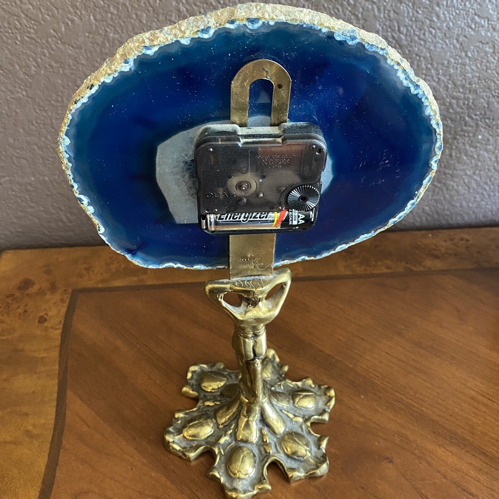 Blue Agate Stone Table Clock |