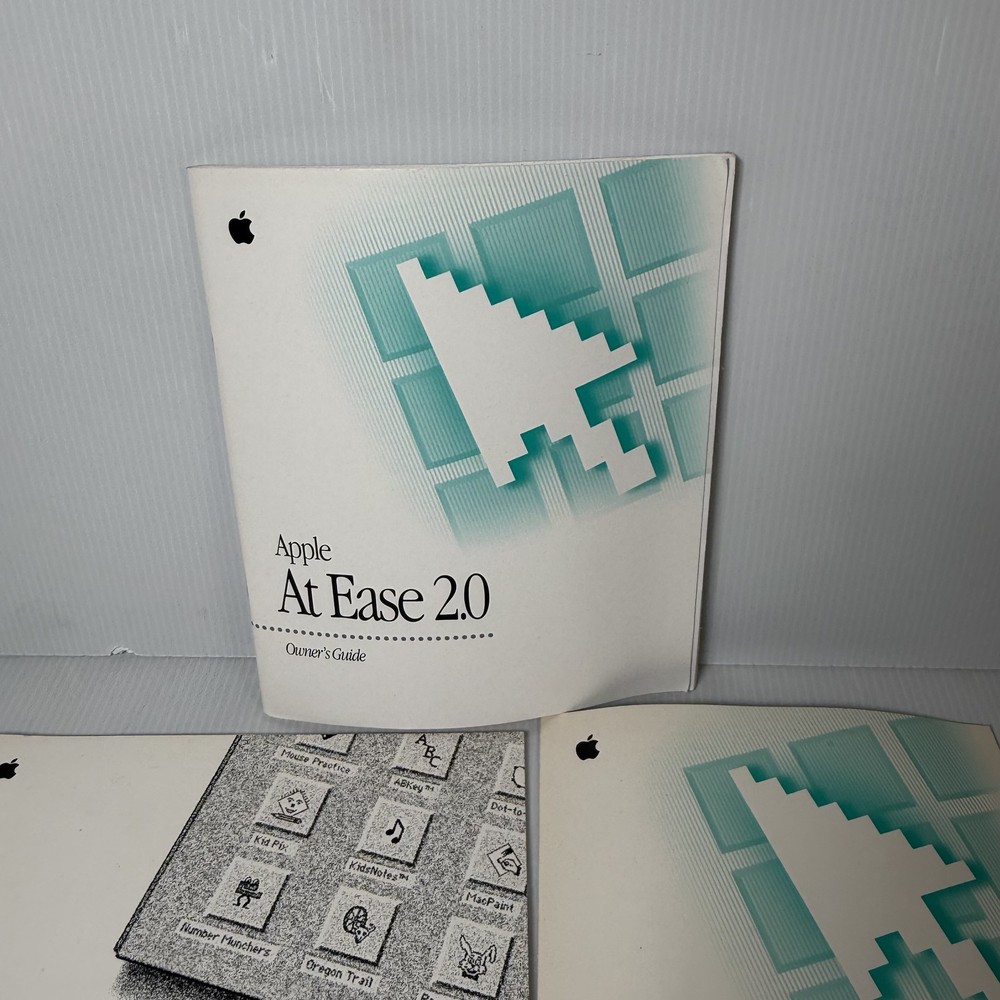 Apple At Ease 2.0 Owner's Guide Setup Quick Reference Card Manuals 3-Book Set