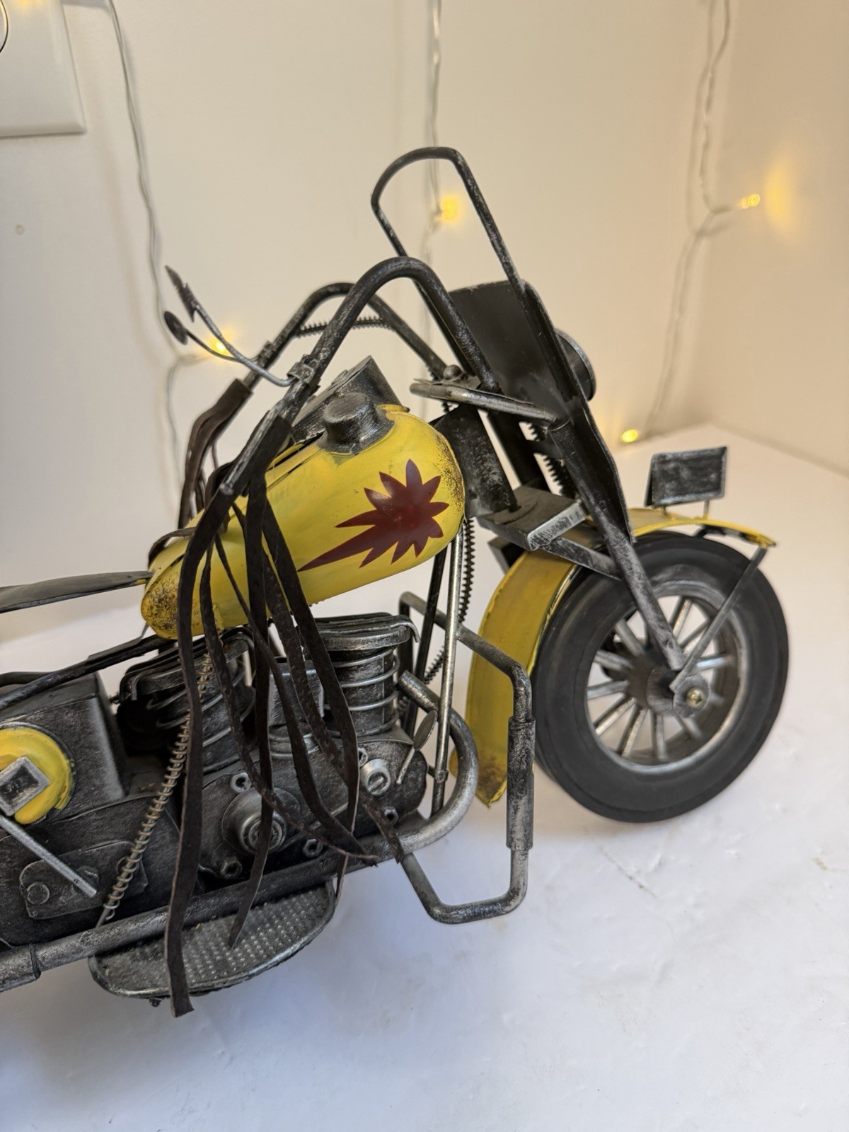 Vintage Style Metal Motorcycle Sculpture Retro Industrial Home Decor