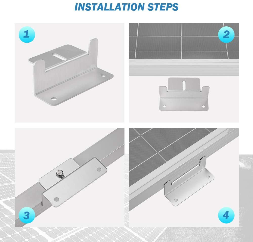 PowMr Solar Panel Mounts Z Brackets One Set for Mounting Solar Panel Flat Roof