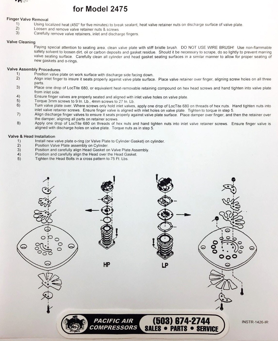 Non-OEM Ingersoll Rand Model 2475 Type 30 Rebuild Kit 2475N7.5 , 32301426