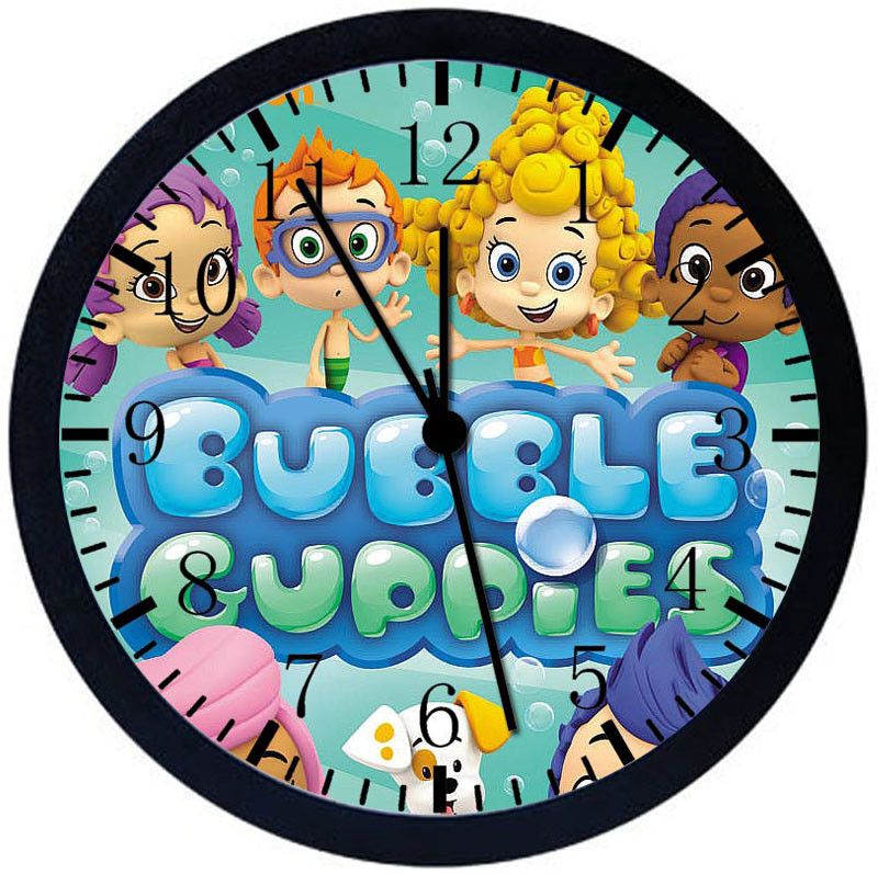 Bubble Guppies Black Frame Wall Clock Nice For Decor or Gifts E399