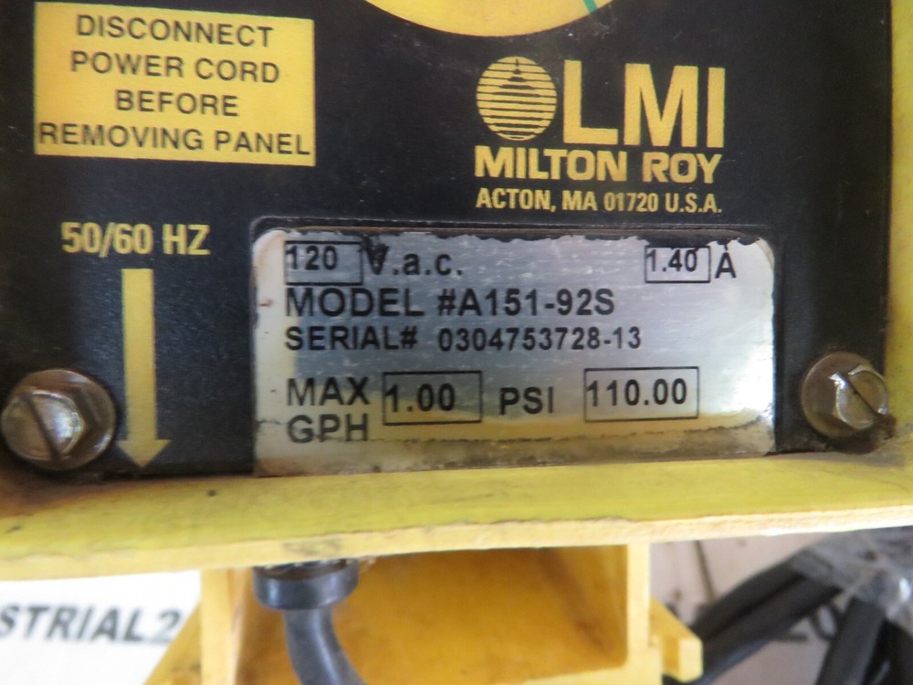 MILTON ROY A151-92S ELECTROMAGNETIC DOSING PUMP USED