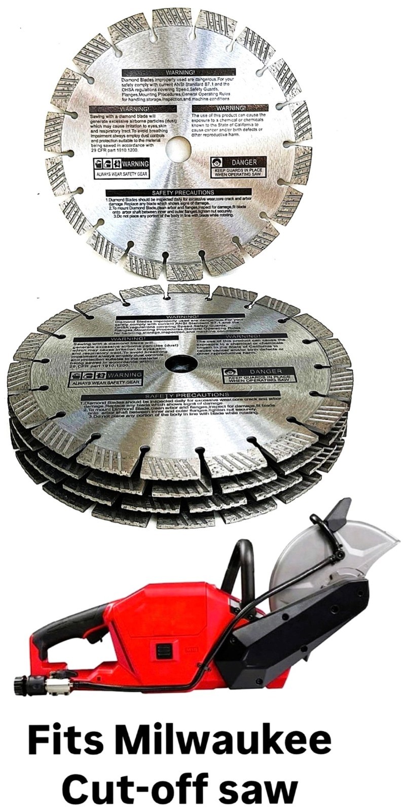 9'' Diamond Blade fits Milwaukee 2786-20 9 in. cut-off saw (5 pack)