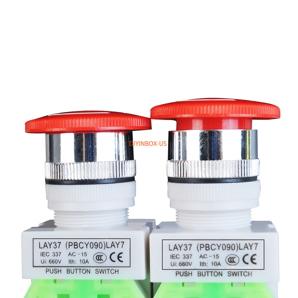 2X Emergency Stop Switch Push Button Mushroom Emergency Shut Off Switch Button