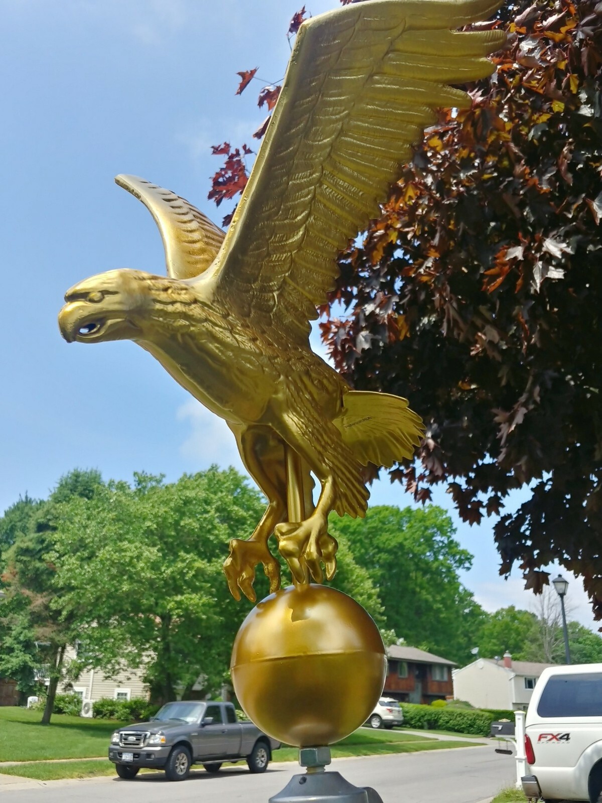 Flagpole Eagle Topper Decorative Gold Finial Globe Outdoor XX-Large 32 inch