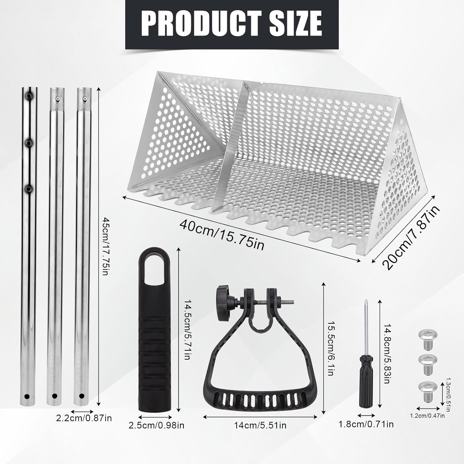 Sand Flea Rake, Durable Rake for Beach Easy to Install Sharp Teeth Wide Basket