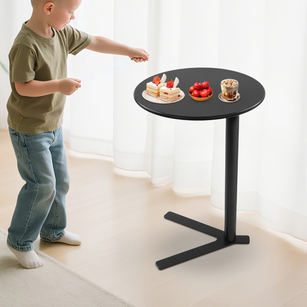 Side Table for Small Spaces, Modern Couch End Table Black