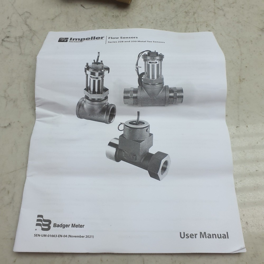 Impeller 8250BR0505-1211 Flow Meter 1/2" Fitting Size Paddlewheel Sensor
